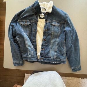 Goodfellow & Co Blue Denim Jacket with Cream Sherpa Lining